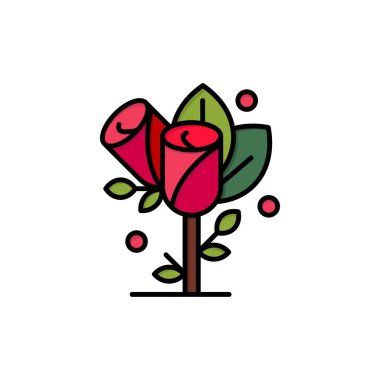 Çiçek, Aşk, Kalp, Düğün Düz Renk Simgesi. Vektör simgesi banne