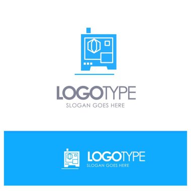 Yazıcı, Baskı, 3d, Tarayıcı Mavi Logo vektör