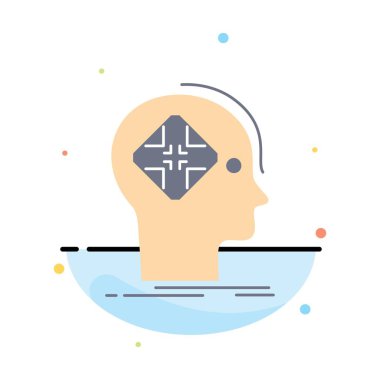 Gelişmiş, siber, gelecek, insan, zihin düz renk simge vektör