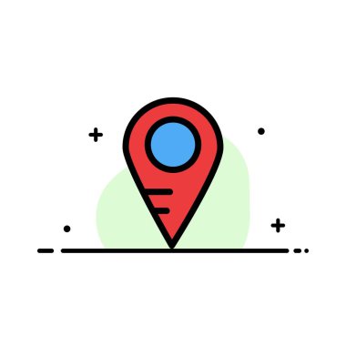 Harita, Konum, Okul İşletmesi Düz Çizgi Dolgulu Simge Vektör Yasağı