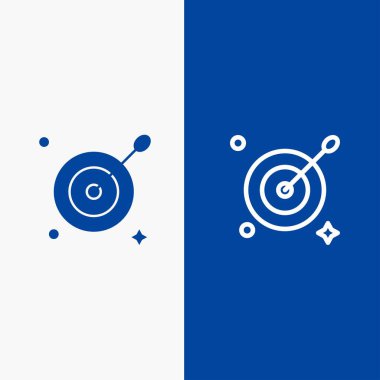 Hedef, Amaç, Ok Hattı ve Glyph Solid simgesi Mavi afiş Hattı bir