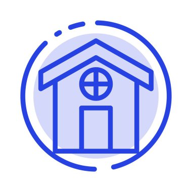 Şehir, Inşaat, ev mavisi noktalı çizgi çizgisi simgesi