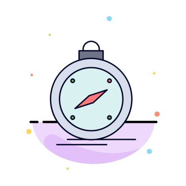 pusula, yön, navigasyon, gps, yer Düz Renk Simge Ve