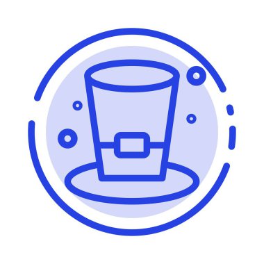 Cam, İçecek, Şarap, Bira Mavi Noktalı Çizgi Hattı Simgesi