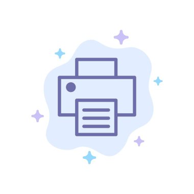 Soyut Bulut Arka Planında Yazıcı, Yazdırma, Yazdırma Mavi Simgesi