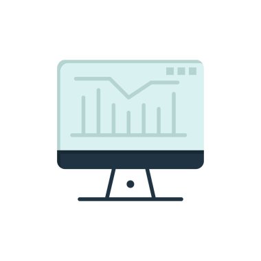 Bilgisayar, statik, grafik, monitör düz renk simgesi. Vektör simgesi b