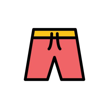 Plaj, giyim, kısa, şort düz renk simgesi. Vektör simgesi yasağı