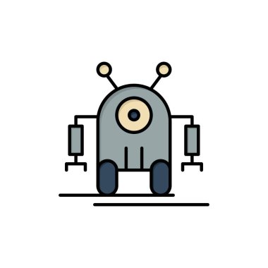 İnsan, Robotik, Robot, Teknoloji Düz Renk Simgesi. Vektör simgesi 