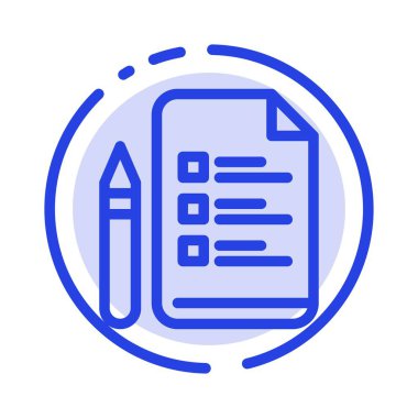Dosya, Eğitim, Kalem, Kalem Mavi Noktalı Çizgi Simgesi