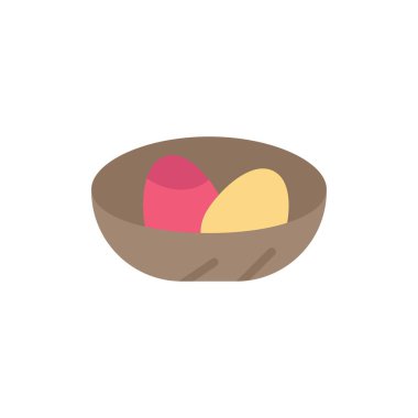 Kase, Kutlama, Paskalya, Yumurta, Yuva Düz Renk Simgesi. Vektör ic