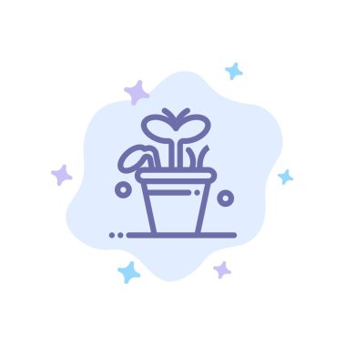 Büyüme, yaprak, bitki, bahar mavi simge soyut bulut Backgrou