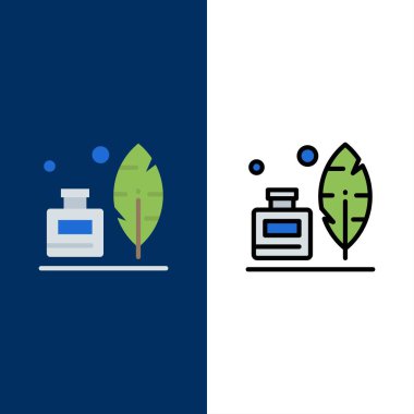 Adobe, Tüy, Mürekkep Şişesi, Amerikan Simgeleri. Düz ve Hat Dolu