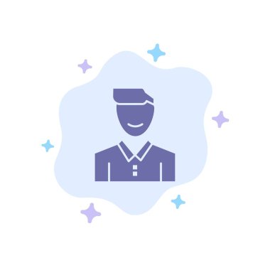 Avatar, Müşteri, Yüz, Mutlu, Adam, Kişi, Kullanıcı Mavi Simge Abst üzerinde