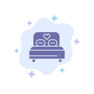 Soyut Bulut Arka Plan Üzerinde Yatak, Aşk, Kalp, Düğün MaviSi Simgesi