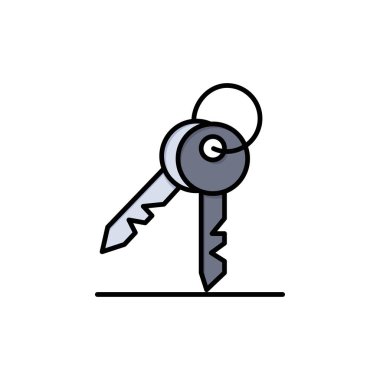 Anahtar, Anahtarlar, Güvenlik, Oda Düz Renk Simgesi. Vektör simgesi afiş T