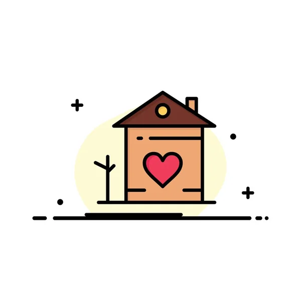 Zuhause, Haus, Familie, Paar, Hütte Geschäft flache Linie gefüllt Symbol — Stockvektor