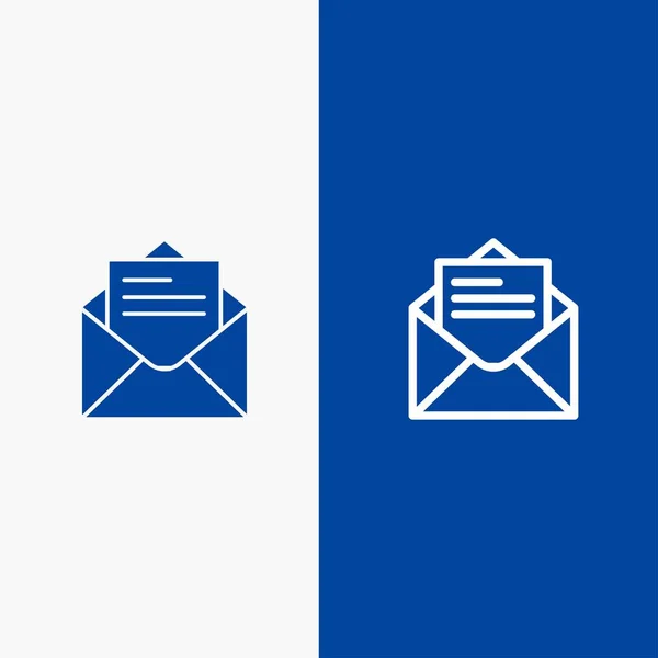 E-Mail, Mail, Nachricht, Textzeile und Glyphen Solides Symbol blaues Banner — Stockvektor