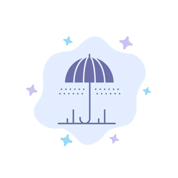 雨、傘、天気、抽象的な雲の背中の春の青いアイコン — ストックベクタ