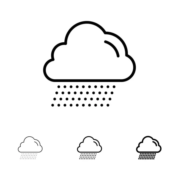 Cloud, Pluie, Canada Ensemble d'icônes de ligne noire audacieuses et minces — Image vectorielle