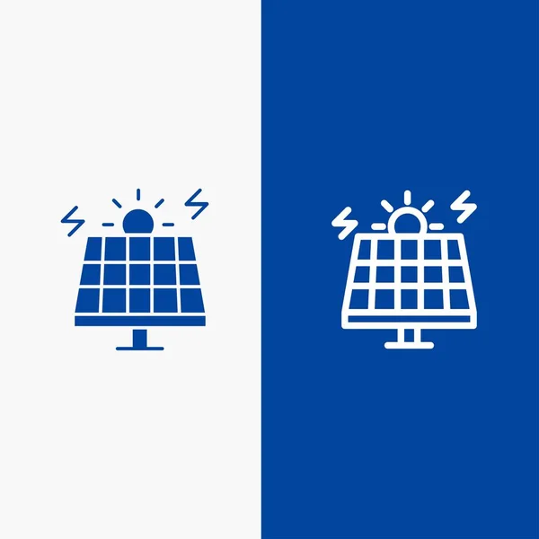 Energia, środowisko, zielony, linia słoneczna i glif ikona bryła niebieska — Wektor stockowy