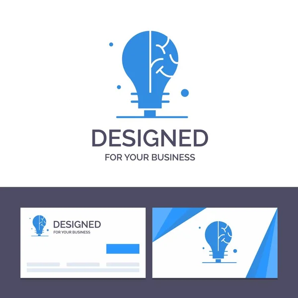 Carte de visite créative et modèle de logo Ampoule, Idée, Science Vec — Image vectorielle