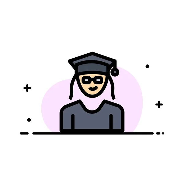 Cap, Éducation, Graduation, Femme Affaires Ligne fixe remplie Ico — Image vectorielle