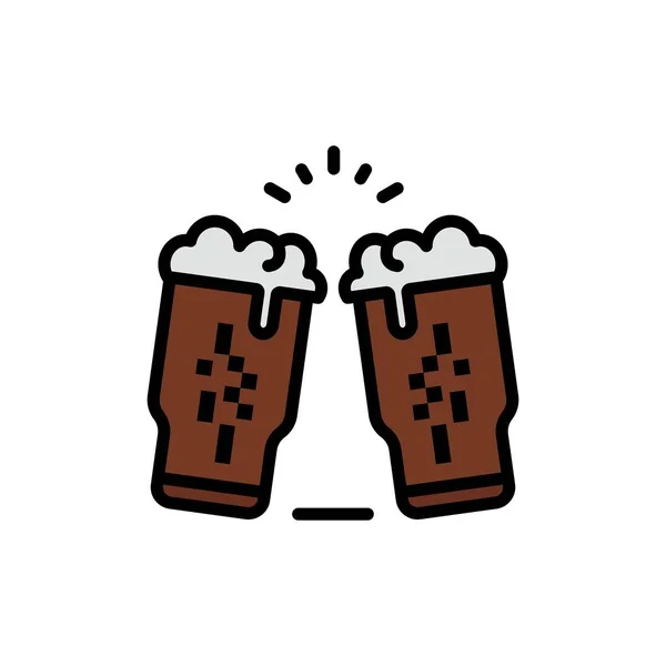 Piwo, pić, wino, szkło, Irlandia płaski kolor ikona. Ikona wektorowa — Wektor stockowy
