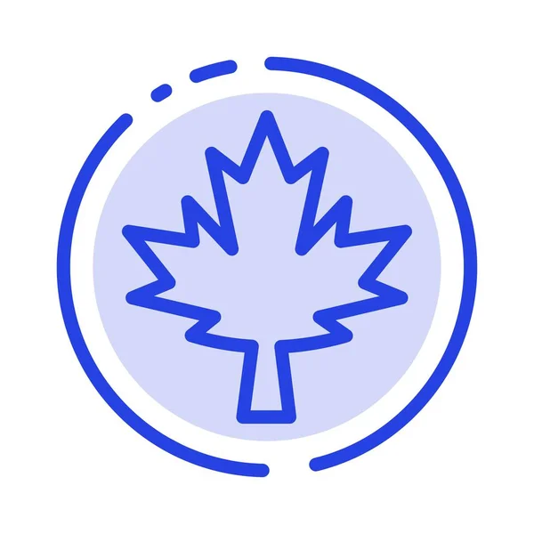 Canada, blad, Maple blauw pictogram met stippellijn lijn — Stockvector