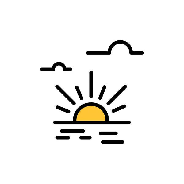 Sun, Brightness, Light, Spring  Flat Color Icon. Vector icon ban — Stock Vector
