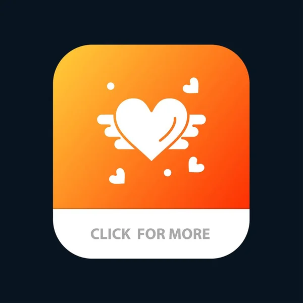 Amor, Amor, Corazón, Boda Botón de la aplicación móvil. Android e IOS — Vector de stock