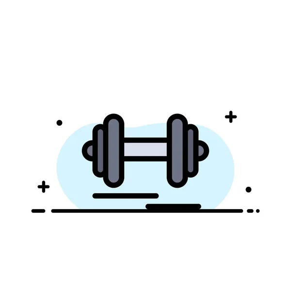 Mancuernas, Fitness, Deporte, Motivación Business Flat Line Lleno — Vector de stock