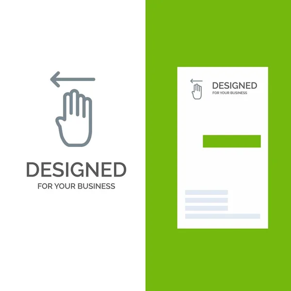 Dedo, cuatro, gesto, diseño gris izquierdo del logotipo y tarjeta de visita T — Vector de stock