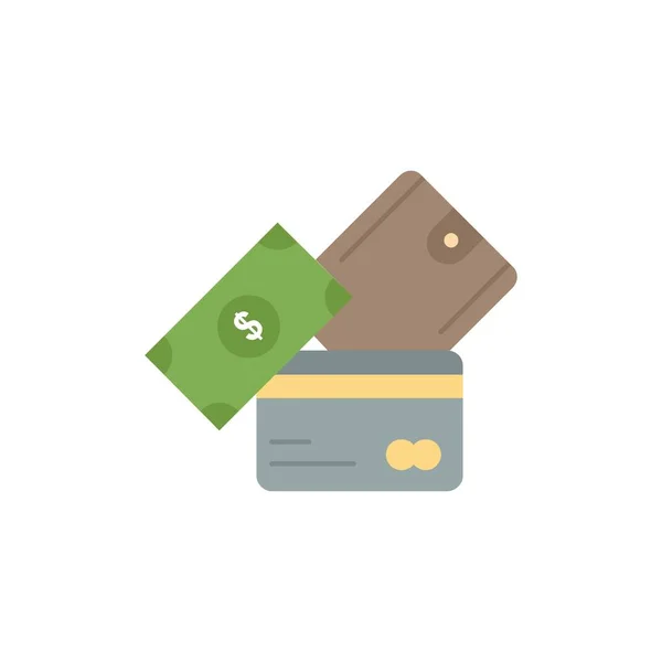 Kreditkort, pengar, valuta, dollar, plånbok platt färg ikon VEC — Stock vektor