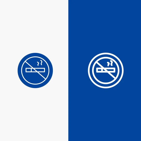 Не курить, Курение, Нет, Hotel Line и Glyph Solid значок Blue ba — стоковый вектор
