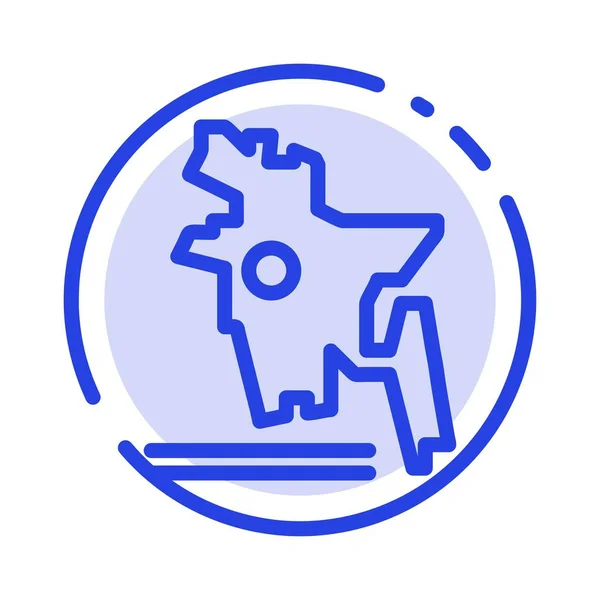 Mapa, Bangladesh País, Bangladesh Blue Dotted Line Icono — Vector de stock