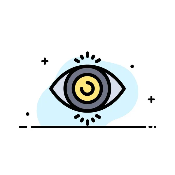 Test oculaire, Recherche, Science Business Flat Line Filled Icon Vector — Image vectorielle