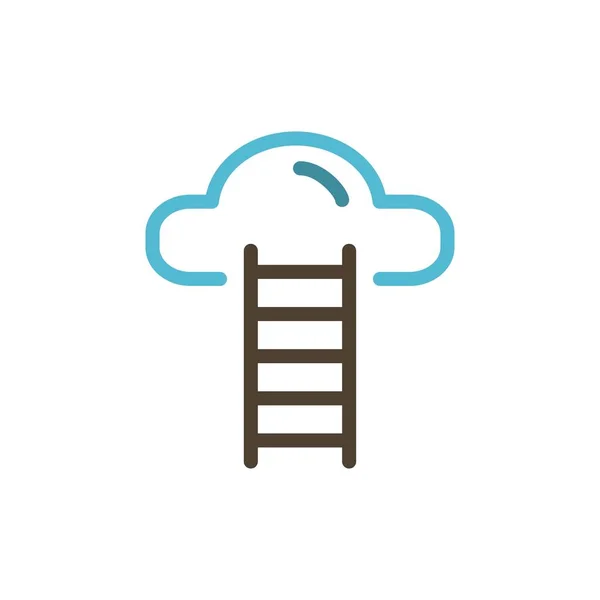 Escalera, Nube, Usuario, Interfaz Icono de color plano. Vector icono bann — Archivo Imágenes Vectoriales