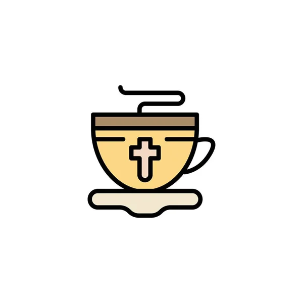 Tè, tazza, Pasqua, modello di logo aziendale caldo. Colore piatto — Vettoriale Stock