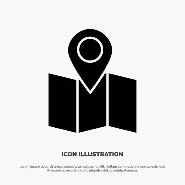 Ubicación, Mapa, Pointer solid Glyph Icon vector — Vector de stock