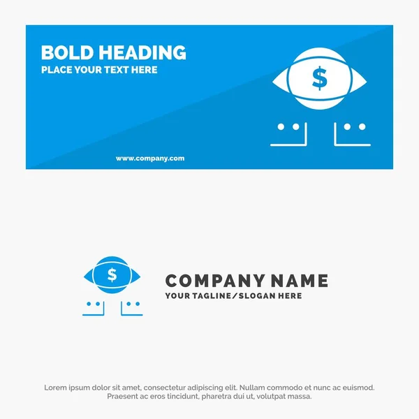 Auge, Dollar, Marketing, digitale solide Symbol Website Banner und bu — Stockvektor