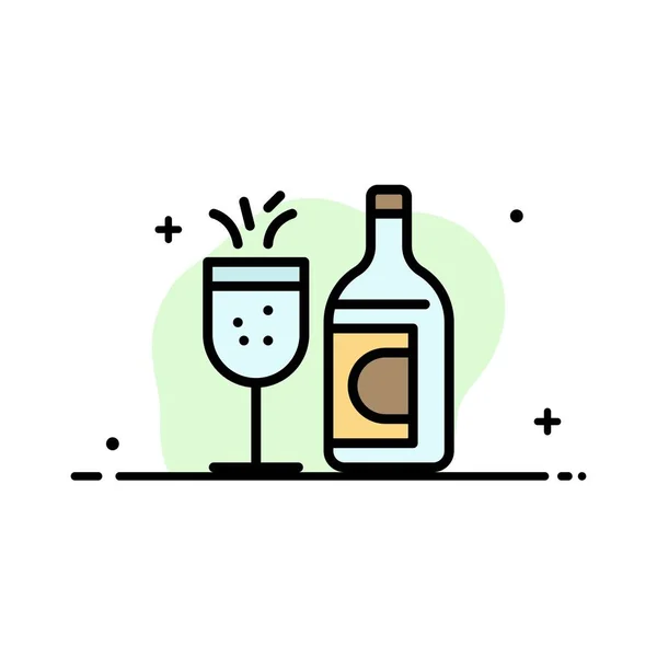 Bicchiere, bottiglia, Pasqua, bere affari linea piatta riempito icona Vec — Vettoriale Stock