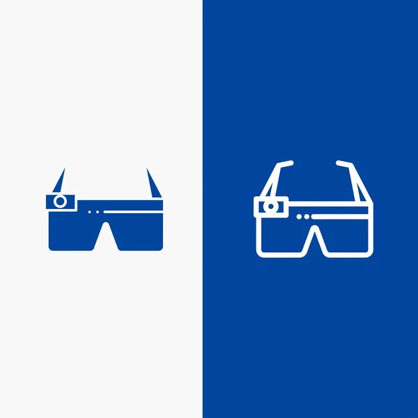 Cihaz, Gözlük, Google Glass, akıllı hat ve glif katı simgesi B — Stok Vektör