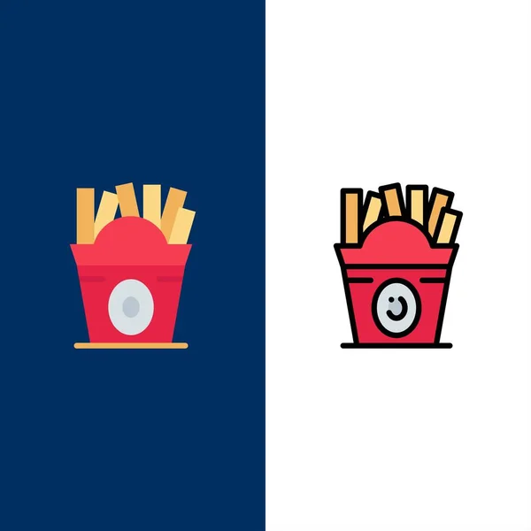 Frites, restauration rapide, nourriture, icônes Usa. Icône remplie plat et ligne Se — Image vectorielle