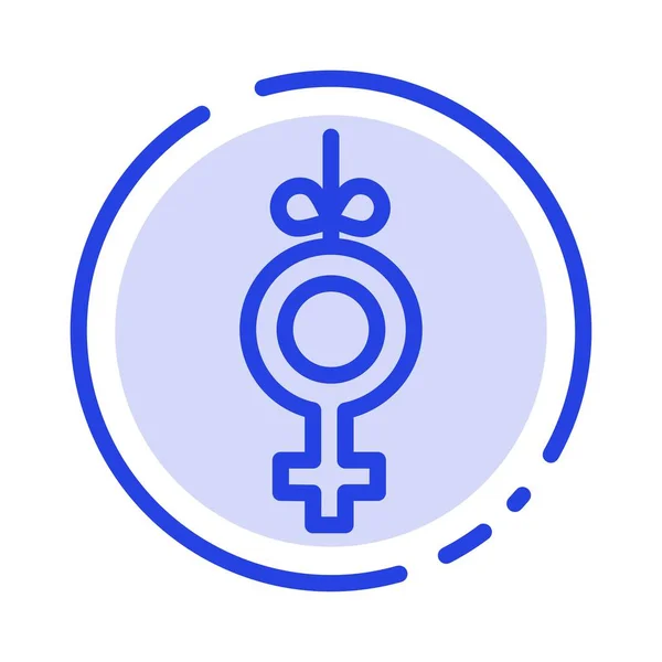 Género, Símbolo, Cinta azul punteada línea icono — Vector de stock