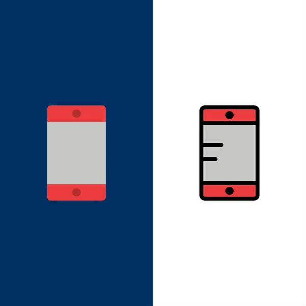 Мобильные, сотовые, школьные иконки. Набор иконок с плоским и линейным покрытием — стоковый вектор