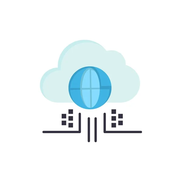 Internet, Think, Cloud, Technology  Flat Color Icon. Vector icon — Stock Vector