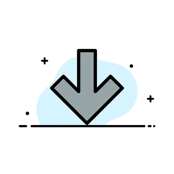Bannière vectorielle d'icône remplie par ligne plate d'affaires de flèche, vers le bas, dos — Image vectorielle