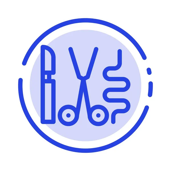 Instrument, kirurgi, verktyg, medicinsk Blå Prickig linje linje ikon — Stock vektor