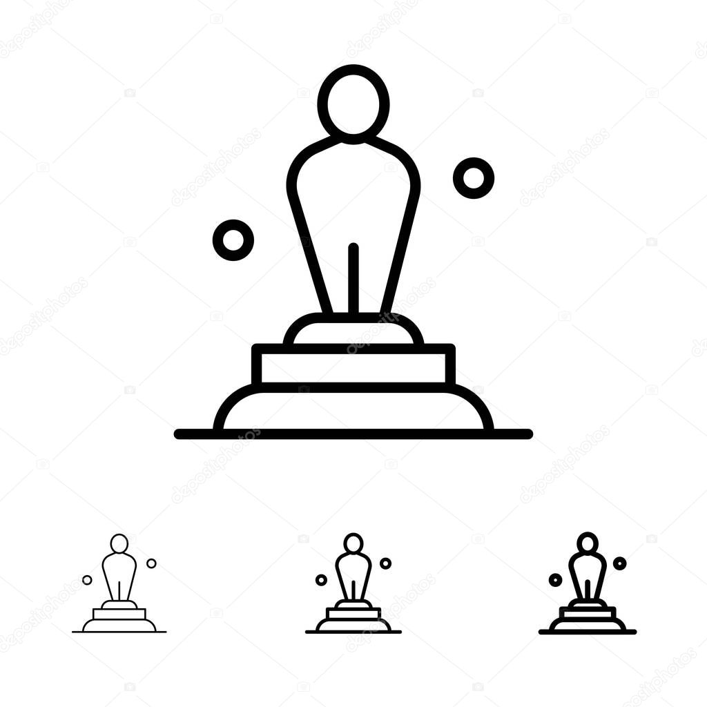 Academy, Award, Oscar, Statue, Trophy Bold and thin black line i