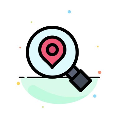 Araştırma, Arama, Harita, Konum Soyut Düz Renk Simgesi Templat